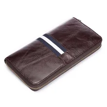 Hommes Angleterre Style En Cuir Véritable Portefeuille Mâle Grande Fermeture Éclair D’embrayage Bourse Portefeuille Casual pour les Hommes