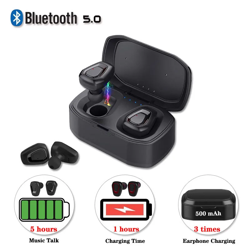 Bluetooth 5,0 наушники A7 TWS Беспроводная гарнитура стерео спортивные Handfree наушники с зарядным устройством для iphone Android Earpod PK i7s