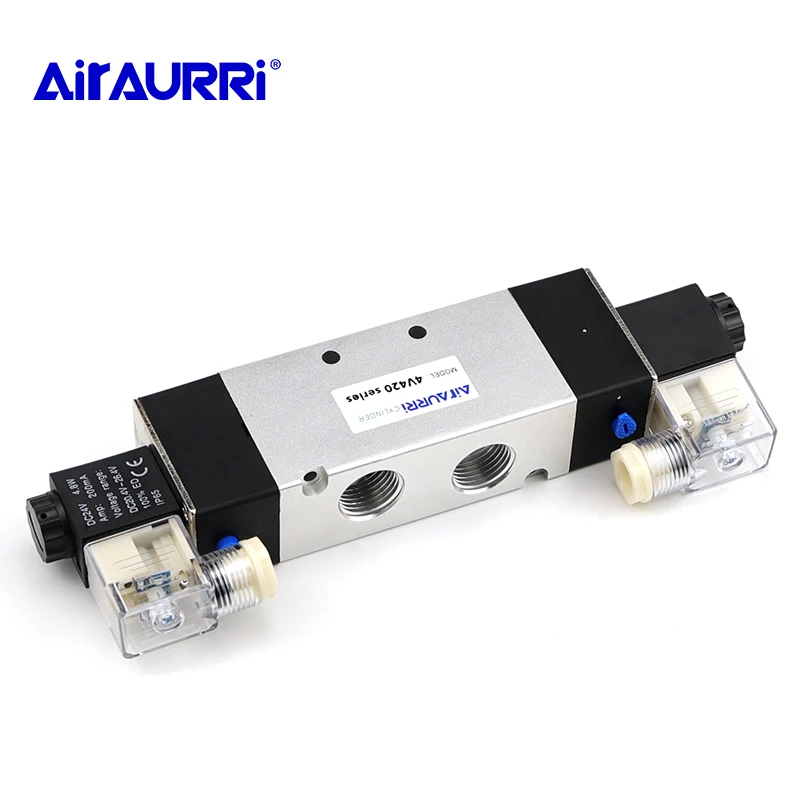 

5-way 2-position solenoid valve 4V420-15 pneumatic flow regulating solenoid valve DC24V DC12V AC36V AC110 / 220V