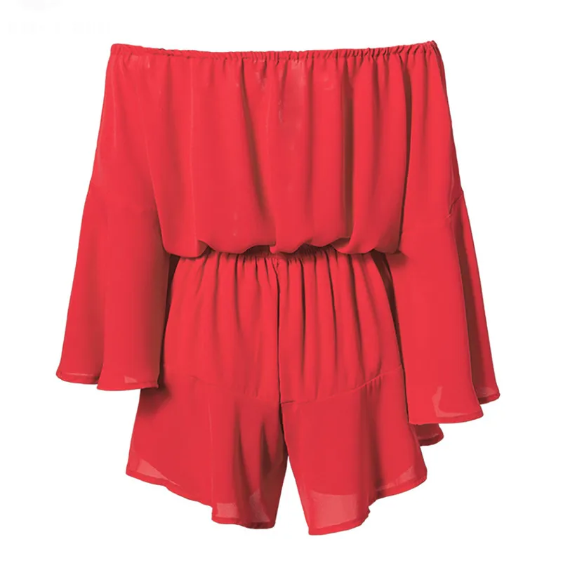 Fashion summer jumpsuit woman 2018 Sexy Solid Off Shoulder Long Sleeve Loose Jumpsuit Playsuit pantaloni siamesi Y12#N (3)