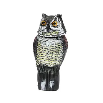 

BESTOYARD Horned Owl Pest Deterrent Rotating Head Scarecrow Pest Control Repellents Owl Decoy