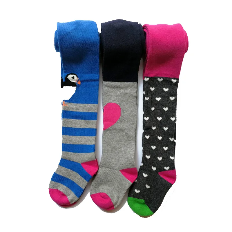 

Baby Girls cotton penguin pantyhose Children Stocking girls striped Pantyhose patchwork color kids rainbow tights