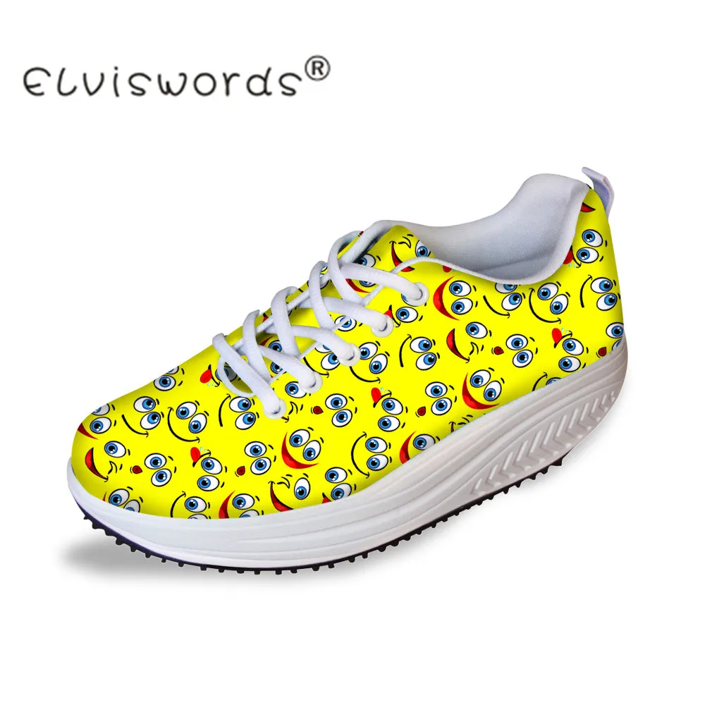Des Cartoon 3d Plate Hauteur Automne c2601as forme c2604as Croissante Mignon Femmes c2605as Swing Minceur c2603as c2606as Customized Appartements Dames Chaussures Emoji Affiches Elviswords c2602as xwaX06qFF