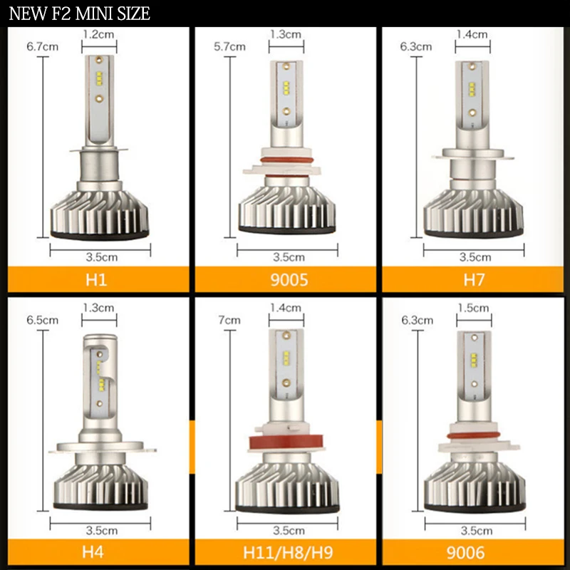 F2 супер мини Размеры 1:1 Оригинальная лампа 12 V H1 H13 Led H7 H4 H11 H8 для автомобильных фар авто зэс чип автомобилей фары автомобиля