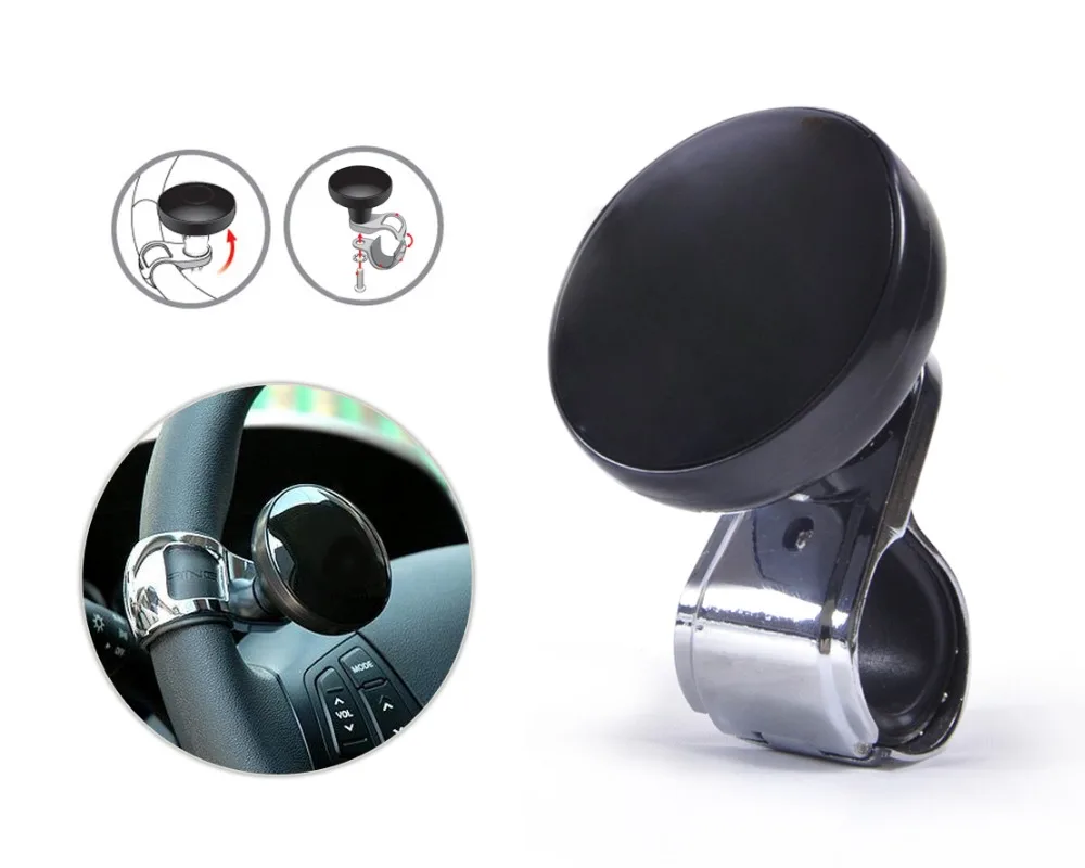 

Free shipping & Tracking # Car vehicle wheel steering power handle grip ball knob Black - CA01015