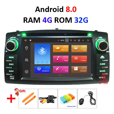 DSP 4G+ 64G 8 core 2 Din android 9,0 автомобильный DVD плеер gps навигация авто для защитные чехлы для сидений, сшитые специально для Toyota Corolla E120 автомобиль радио мультимедиа головы ООН - Цвет: 4G 32G