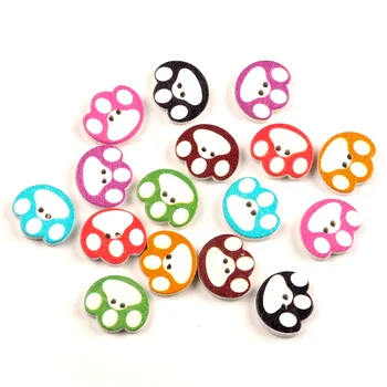

50pcs Mixed Foot Wooden 2 Holes Buttons For Clothing Needlework Scrapbooking Wood Botones Decorative Crafts Diy Accessories