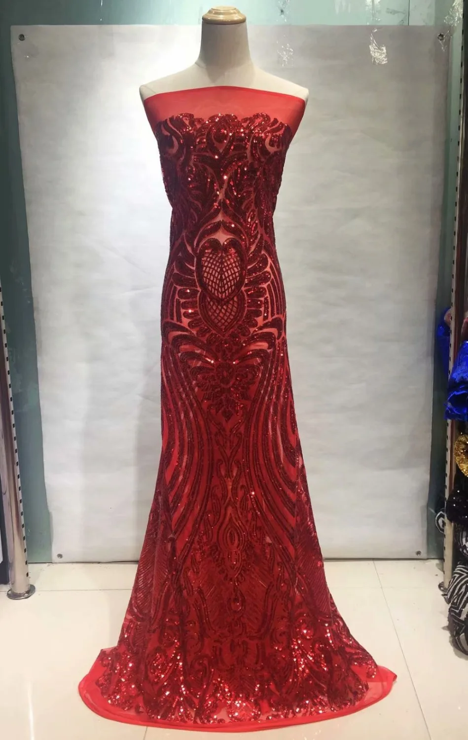 

African French Mesh Net Lace Fabric For India Evening Party Dress Fabric 2018 New Nigeria Sequins