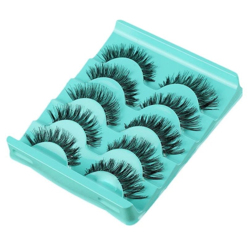 

5Pairs/set False Eyelashes Solid Mink Eyelashes Stunning Makeup Handmade Messy Cross Natural Eye Lashes Extension Tools Charming