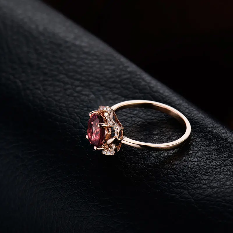 Кольцо из розового турмалина с бриллиантами 6x8 мм|ring for sale|gemstone jewelryring oval |