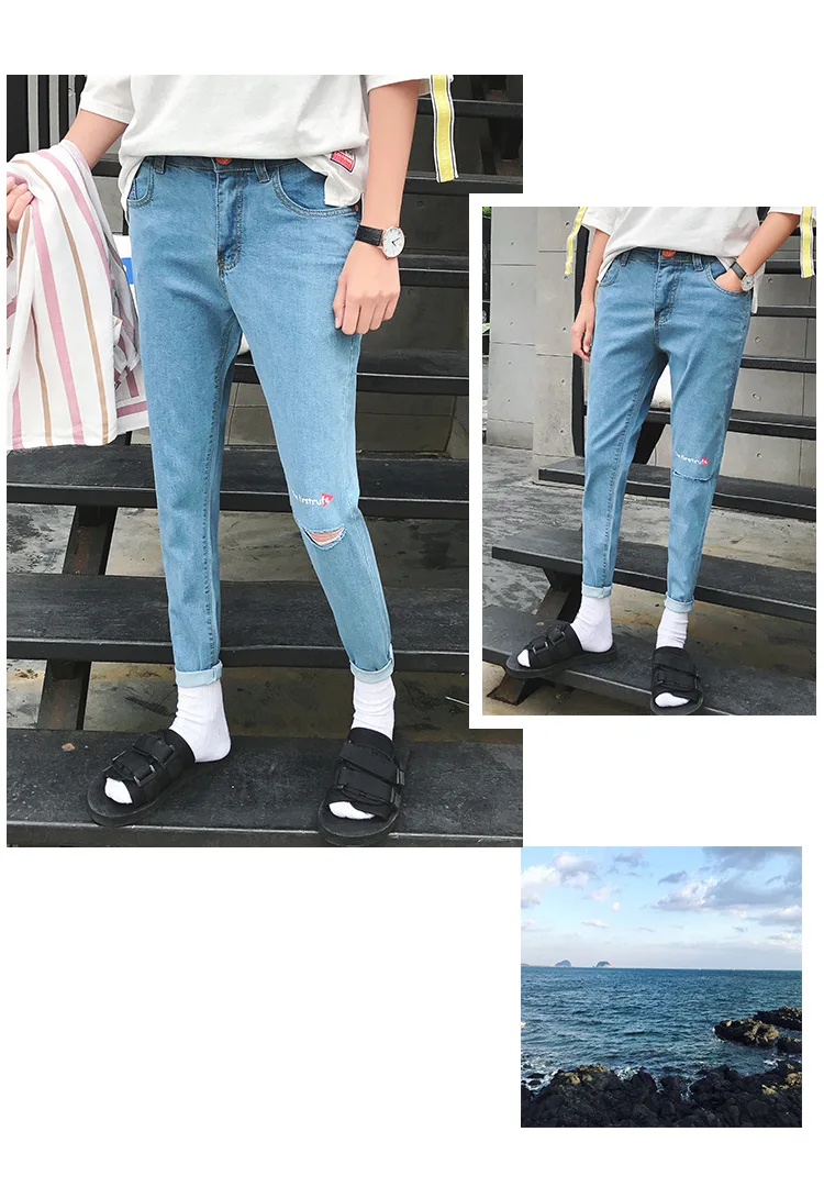 Мужские джинсы классические эластичные в стиле хип-хоп на молнии и кнопках 2019 летние мужские рваные прямые джинсы больших размеров