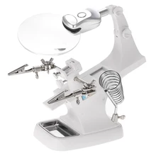 Профессиональный держатель паяльной станции с лупой 3X/4.5X и 2 светодиодами аллигатора