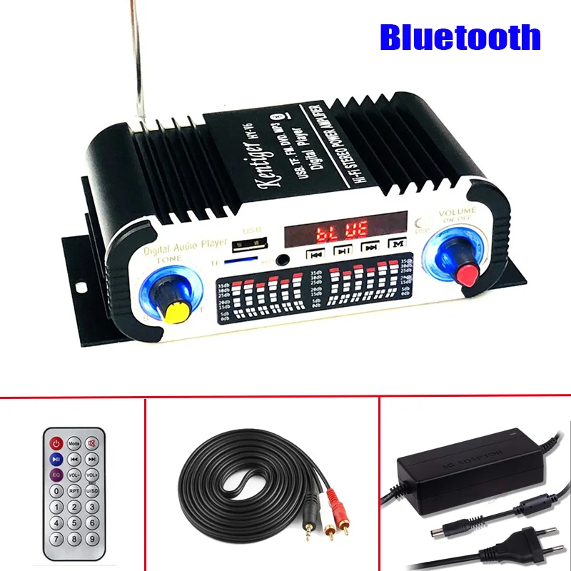 Kentiger HY-V6 Mini Bluetooth TF USB FM Audio Amplifier DC 12V HI-FI Stereo Power Amplificador With Remote Control For Car\\Home Kentiger HY-V6 Mini Bluetooth TF USB FM Audio Amplifier DC 12V HI-FI Stereo Power Amplificador With Remote Control For Car\\Home