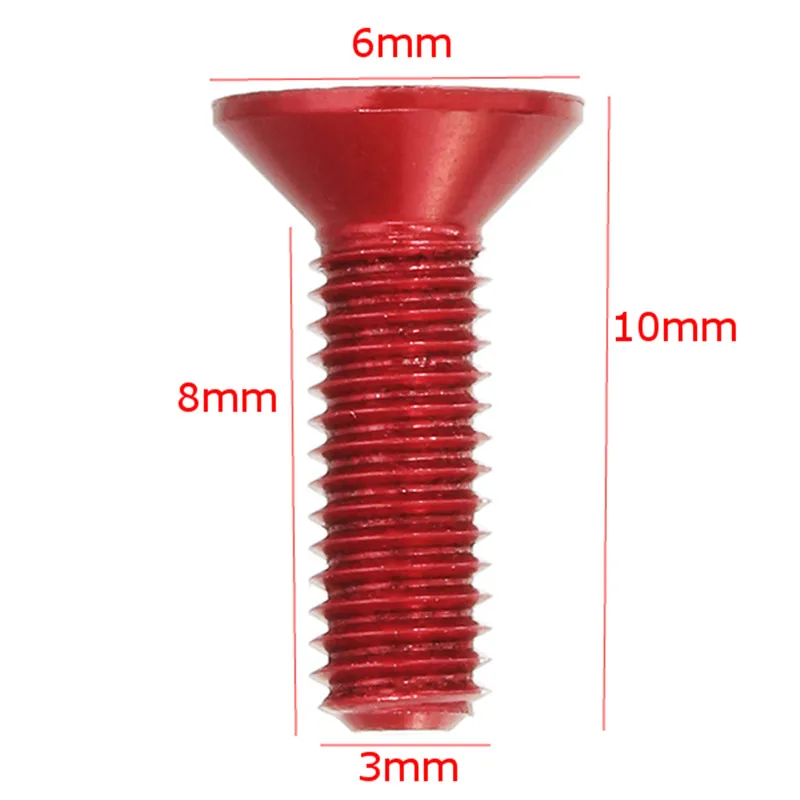 10 шт. M3* 10 мм алюминиевый сплав плоский винт Шестигранная розетка винты с потайной головкой анодированный Цвет красный оранжевый розовый фиолетовый золотой зеленый