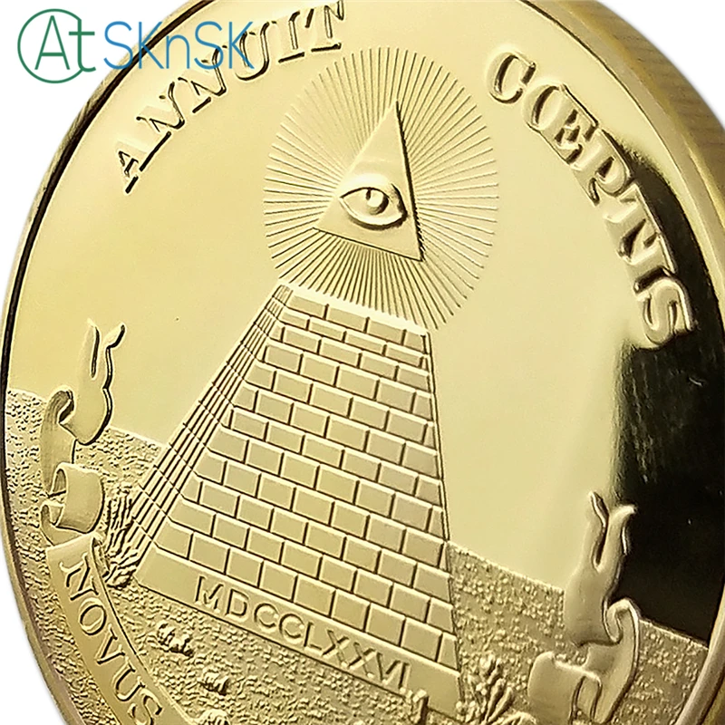 5 шт./лот масонская монета с всевидящим глазом доллар США монета с пирамидой масонская Золотая монета коллекция