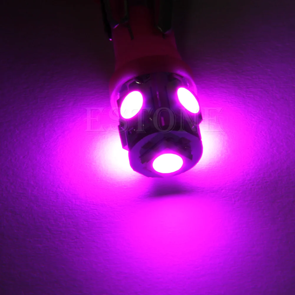 Розовая Автомобильная ксеноновая лампа T10 5050 SMD 5 светодиодный 194 168 W5W|Сигнальная