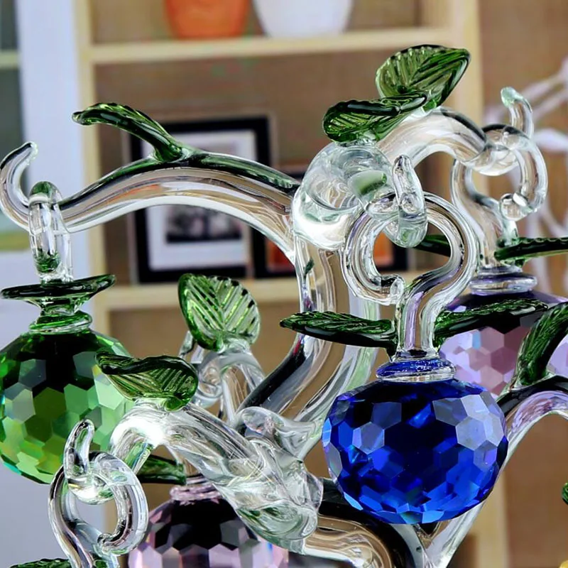 Стекло Хрустальное яблоко с 6 шт яблоки Fengshui ремесла домашний декор фигурки