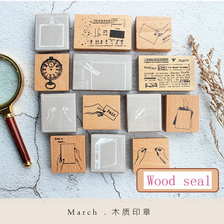 

Vintage telegram/dictionary/frame/book/poste/merci seal stamp retro Wood and rubber seal Log rubber stamp Decorative dairy book