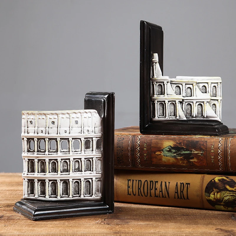 Best Europe Style Architecture Bookends Resin triumphal arch Colosseum decoration Crafts Creative bookshelf bookcase ornament