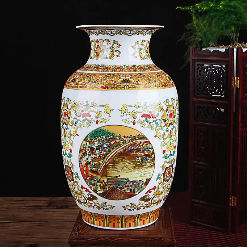 Керамическая ваза под старину Цзиндэчжэнь китайские фарфоровые вазы|chinese vase|golden