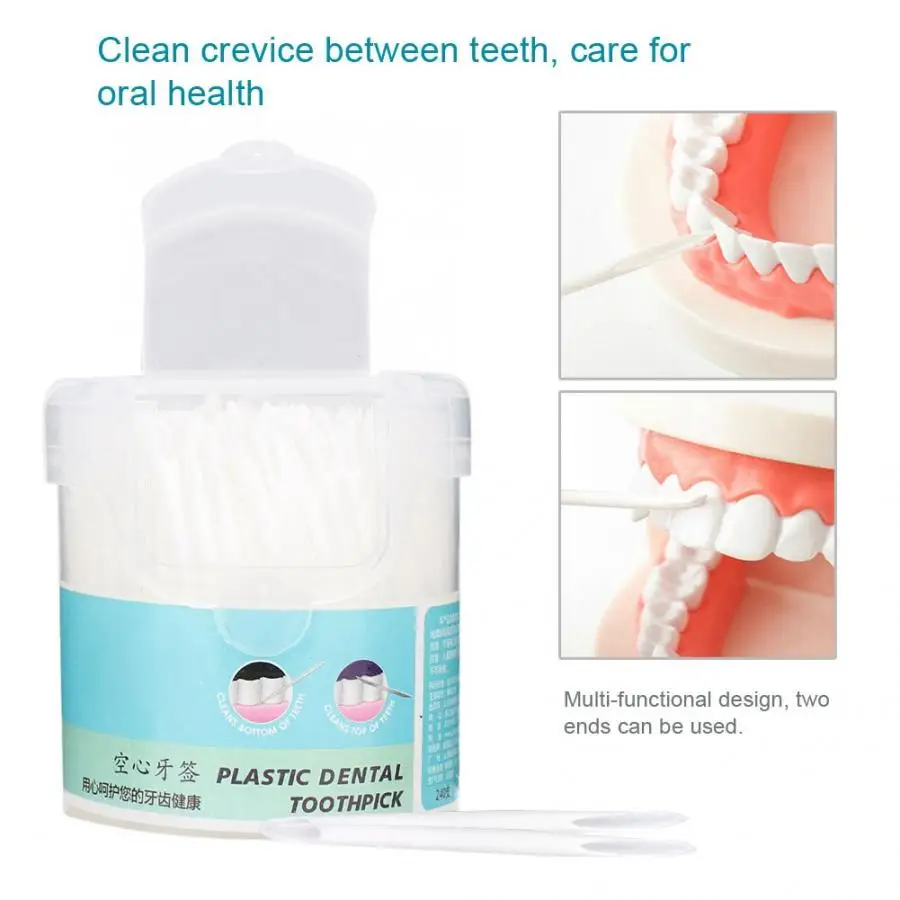 Отбеливание зубов 240 шт Бытовая полая Чистка зубочисток удаление зубного камня Экологичная зубная щётка для ухода за полостью рта Отбеливание зубов