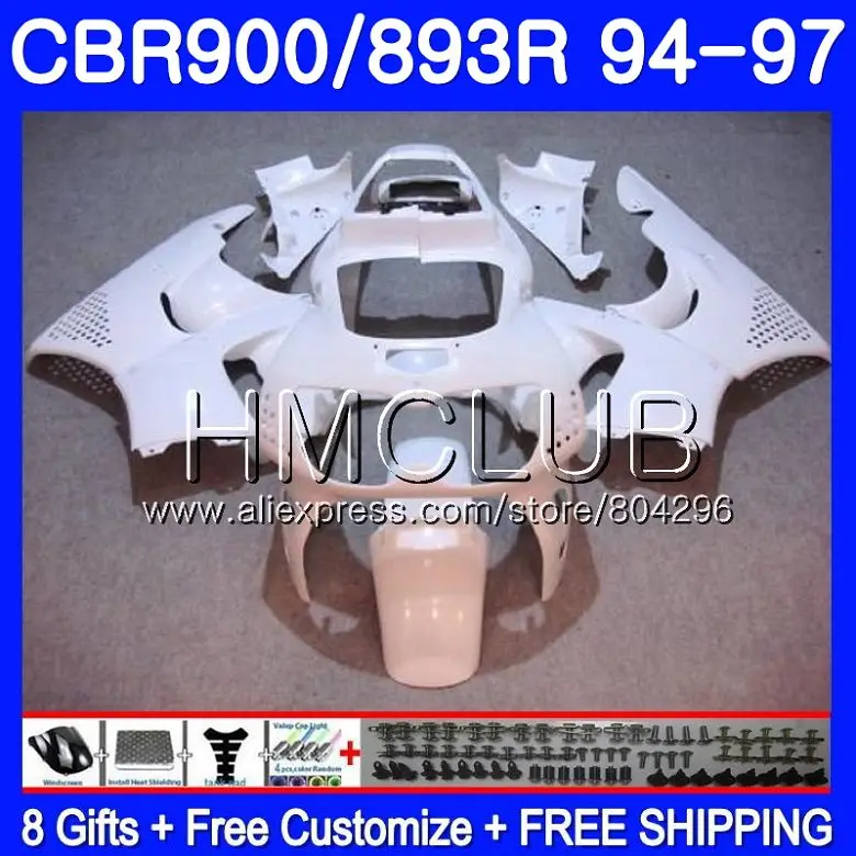 

Body For HONDA CBR 893RR Glossy white CBR900RR CBR893RR 94 95 96 97 95HM.6 CBR900 CBR 893 CBR893 RR 1994 1995 1996 1997 Fairing