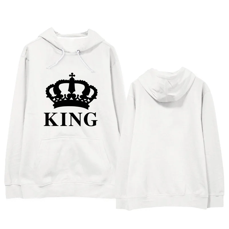 K-pop Королева Король письмо корона шаблон печати с капюшоном Толстовка пуловер куртка мужчины и женщины свободные с капюшоном kpop