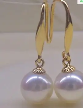 

free shipping luxury Noble jewelry Genuine Beautiful a pair AAA 10-11mm south sea round white pearl dangle earrings