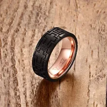 Hombres Anillo de Acero Inoxidable Tallada Forjado De Fibra De Carbono de Oro Rosa plateado Anillo de Boda Joyería de Los Hombres anillos EE.UU. Tamaño 9 a 12