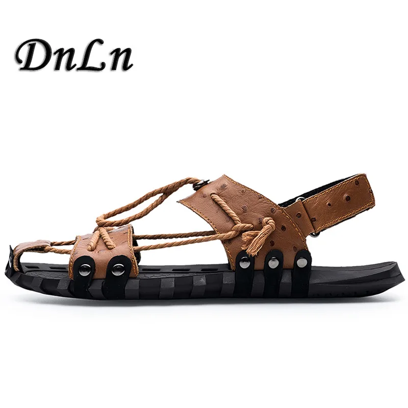 

Genuine Leather Men Sandals Shoes Breathable Fisherman Shoes Style Retro Gladiator Summer Men Footwear 20D50
