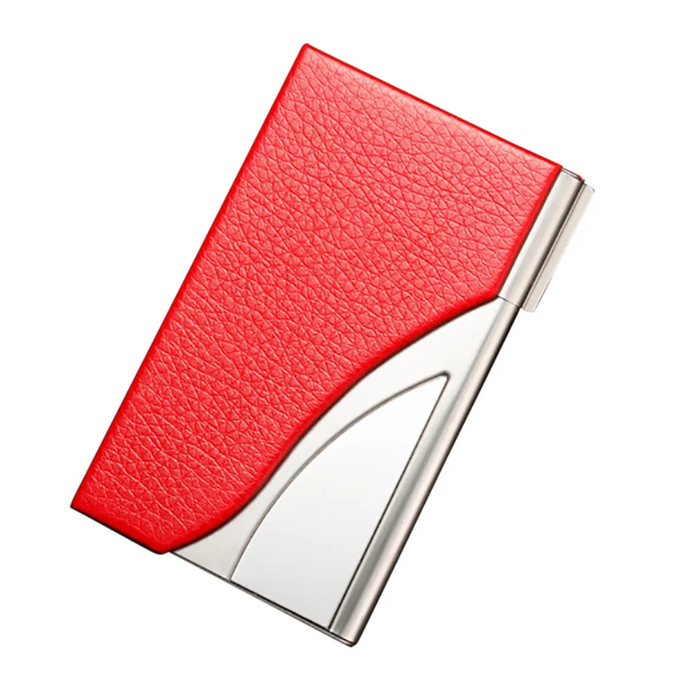 Кожаный чехол для визиток с визитницей из нержавеющей стали, Прямая поставка, Apr27 - Цвет: Красный