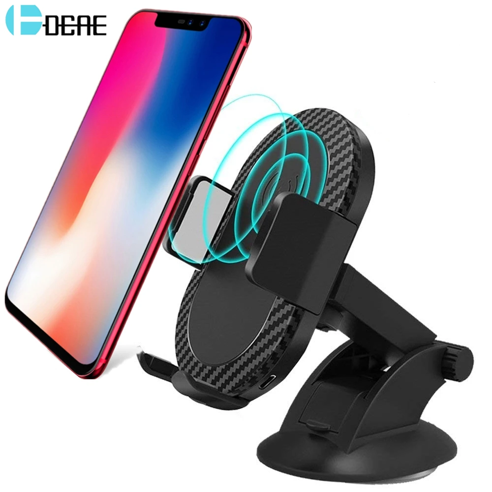 DCAE Car Holder Qi Wireless Charger for iPhone XS Max XR X 8 Plus Car Wireless Charging Stand for Samsung Galaxy S9 S8 Note 9 8