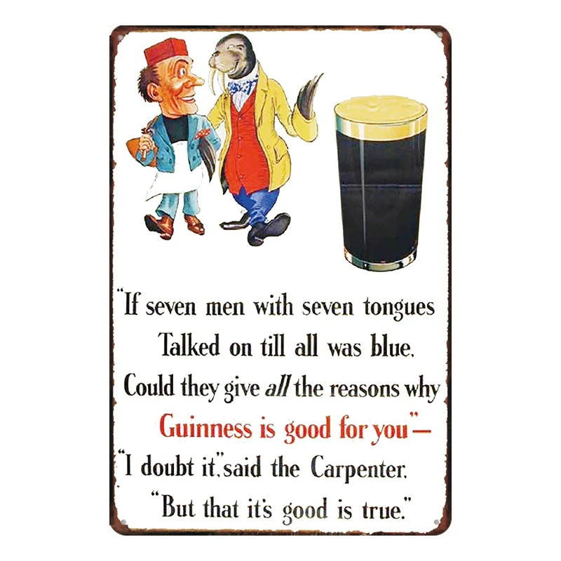 Винтажный жестяной настенный постер Guinness 30x20 см|Таблички и знаки| |