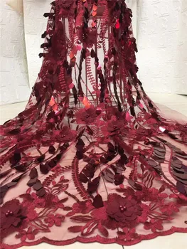 

Wholesales 2019 3DStereo Applique lace Brand African French net lace Sequins lace Fabrics for Evening lace Dresses NX67us Green