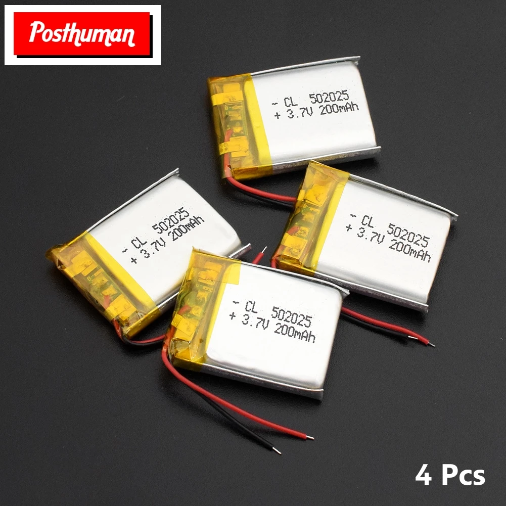 

3.7V Li-Po Polymer Rechargeable Battery 200mAh Lithium Battery 502025 li-ion Lipo cells For MP3 MP4 toys speaker Tachograph
