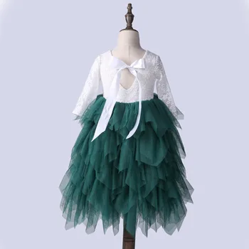 

Spring Kids Girls Lace tutu Dresses Girls Princess wedding Party Dress Babies Long sleeve Bow Dress 2018 Kids Clothing