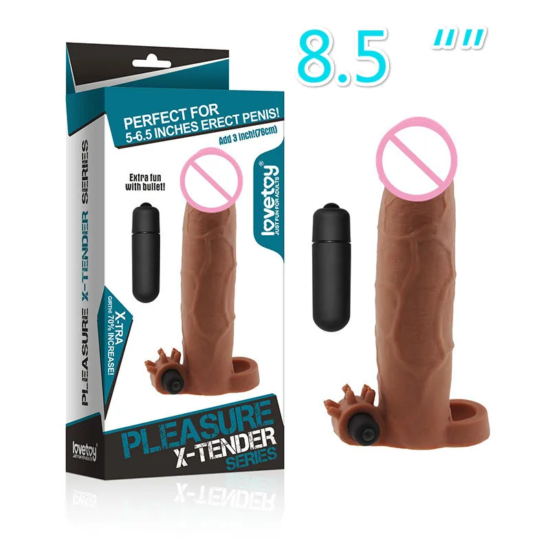 8 5 Vibrating Penis sheath sex delay Penis sleeve Reusable condom penis extender sleeve font b