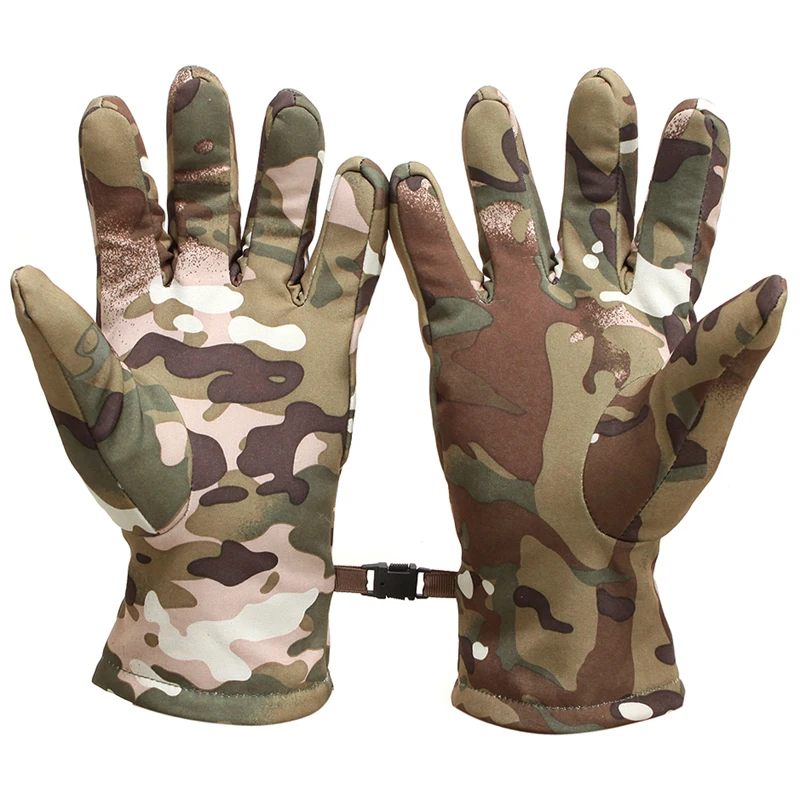 Тактические камуфляжные перчатки из мягкой кожи акулы мужские/женские зимние теплые водонепроницаемые ветрозащитные армейские флисовые перчатки унисекс M L XL