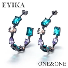 EYIKA женские модные Серьги, Разноцветные Серьги-гвоздики, круглые 30 мм стеклянные украшения в форме полукруга, вечерние/Подарочные сережки