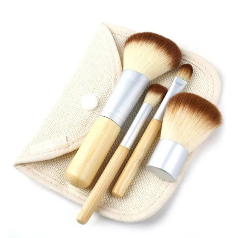 

Portable 4 pcs/Set Professional Foundation Eye shadow Makeup Cosmetic Brushes Set With Bamboo Handle Beauty Makeup Tool