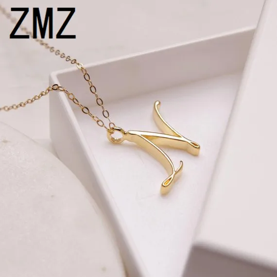 

ZMZ 50pcs/lot 2019 Europe/US fashion English letter pendant lovely letter N text necklace gift for mom/girlfriend party jewelry