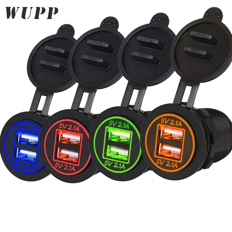 

WUPP 12V Usb Car Charger 5V 4.2A Dual Socket Adapter For Benz Audi BMW Toyota Mitsubishi Car Charger USB Outlet Waterproof USB