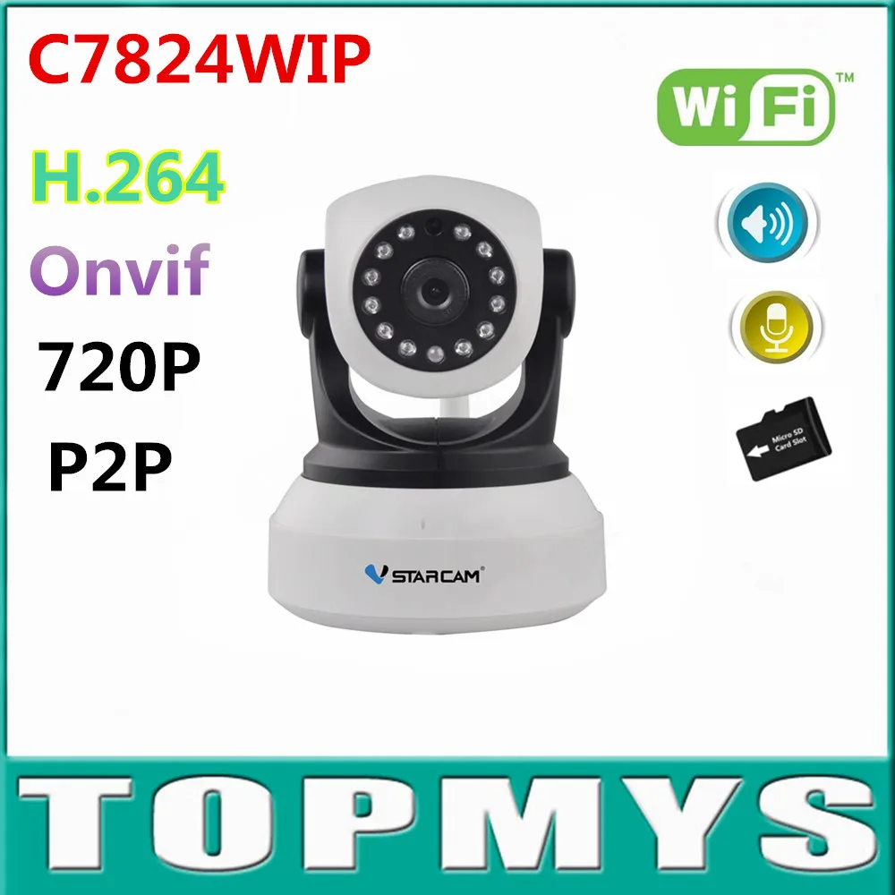 4PCS VStarcam C7824WIP wireless Wifi ip Camera 720P HD CCTV Camera mini Pan/Tilt IR night vision support 64G SD card Onvif 2.0