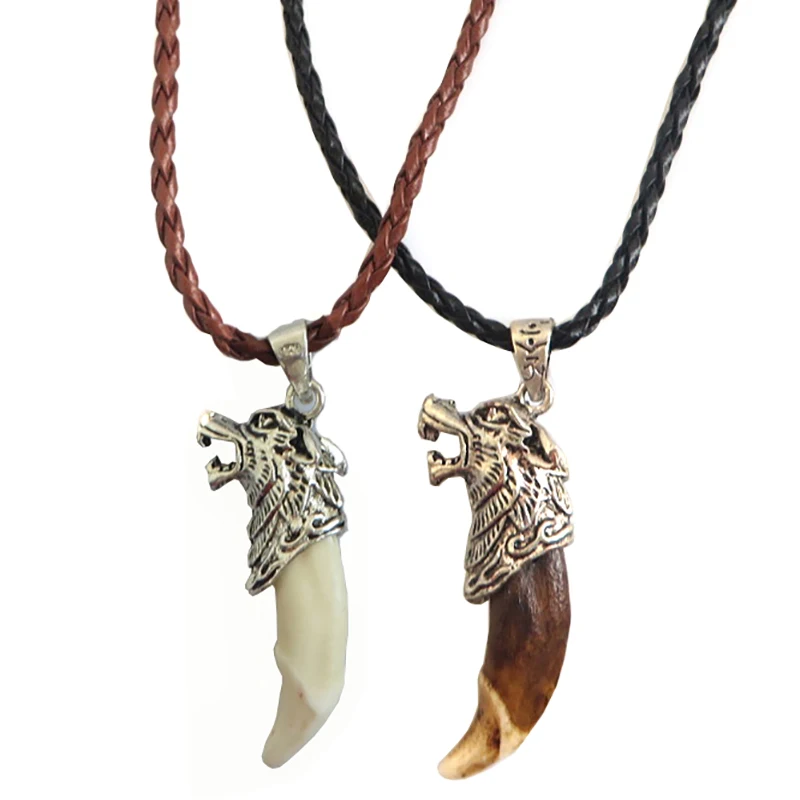 aliexpress buy 1pcs antique silver tribal stark wolf fang tooth necklace wolf real aliexpress buy 1pcs antique silver tribal stark wolf fang tooth necklace wolf real