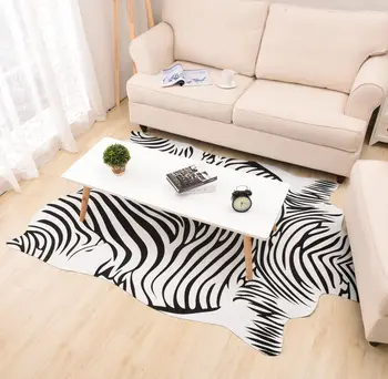 

104*200cm Zebra Printed Carpet Imitation Leather Rugs Animal Skins Natural Shape Carpets Decoration Mats Clothing shooting props