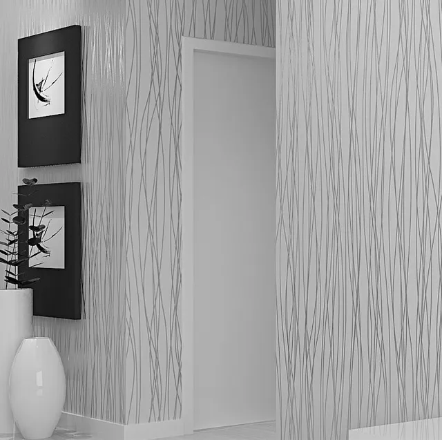 Silver & Grey Textured Stripes Modern Wallpaper - Image 2
