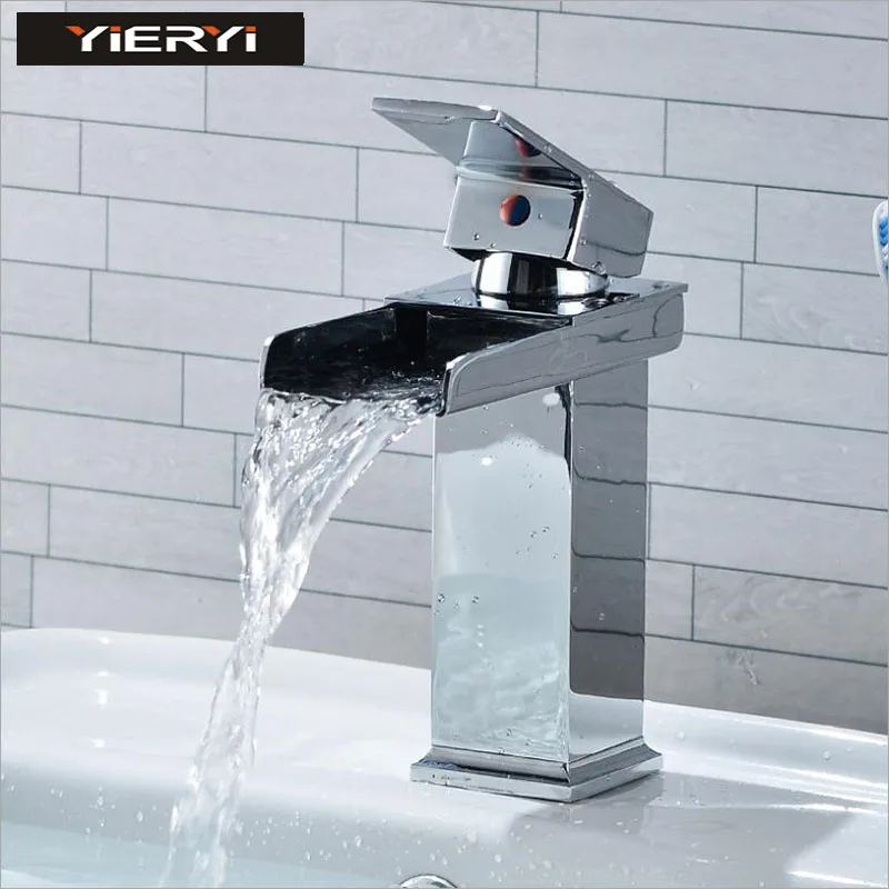 

Yieryi Sifang Sink Waterfall Faucet Kitchen Ware Single-connected Copper Basin Faucet Bathroom Above Counter Basin Faucet