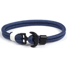 Pulseras de ancla de acero/negro de moda, pulsera hecha a mano de cuerda para hombre, joyería para mujer, pulsera de paracaídas de alta resistencia 550 para hombre, pulsera