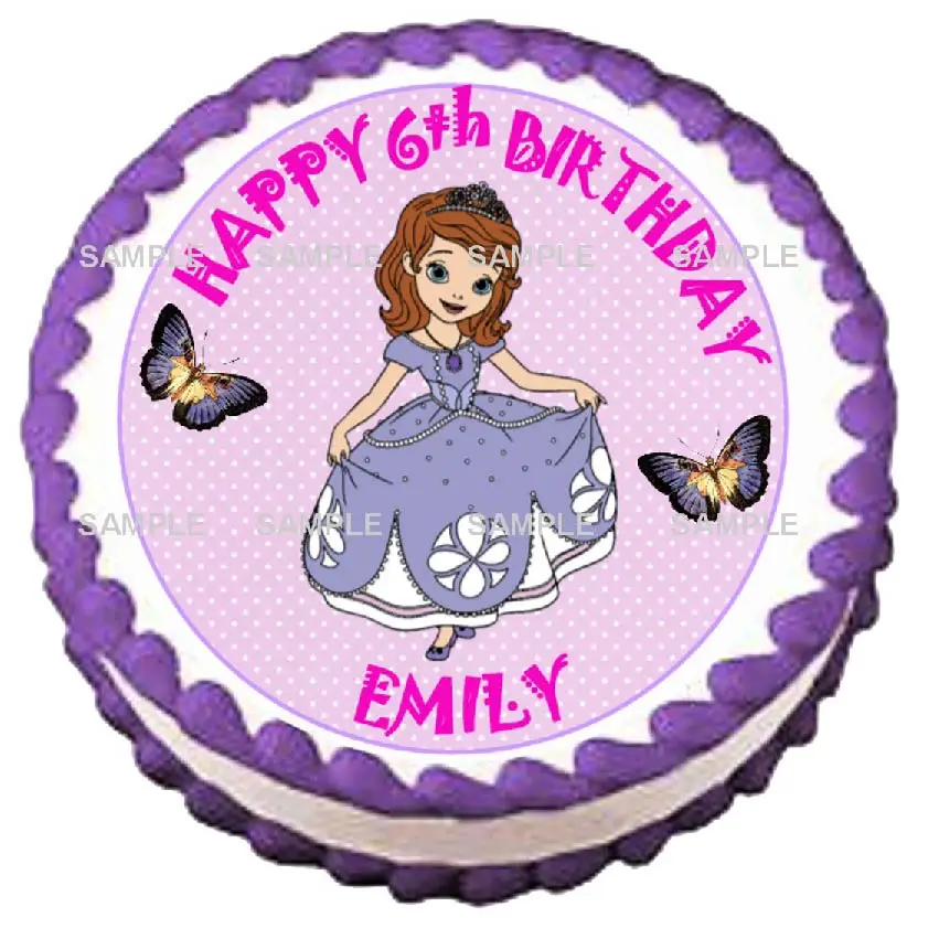 Принцесса София съедобный торт Топпер вафельная рисовая бумага для торта кекса украшение для печенья на заказ декор торта на день рождения - Цвет: round