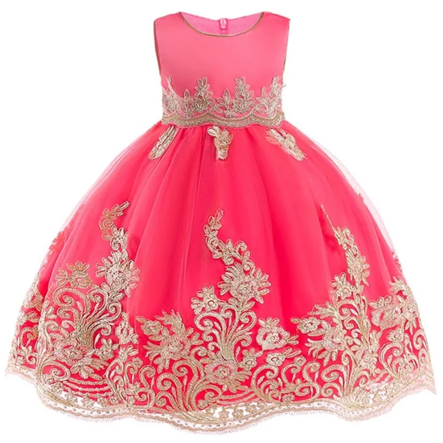 Высококачественное Кружевное платье-пачка принцессы с блестками и большим бантом для девочек, г., Летнее нарядное платье на свадьбу для девочек от 3 до 12 лет - Цвет: red
